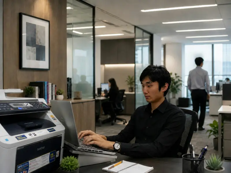 Arbeitsplatz mit Laptop im Büro